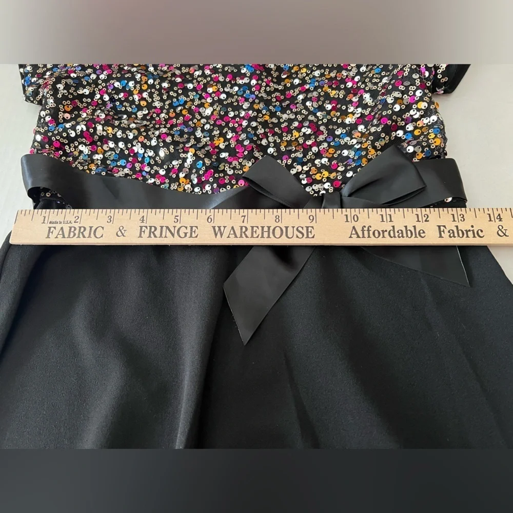 THREE PINK  HEARTS  BLACK W/MULTI-COLORED SEQUINS HOLIDAY OR PARTY DRESS.  XL